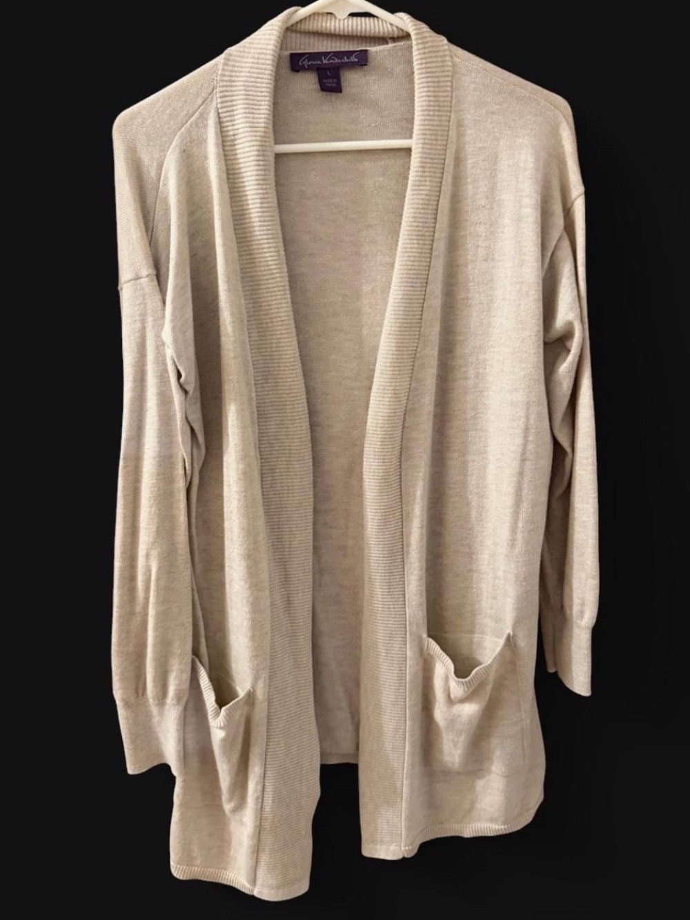 Gloria Vanderbilt Open-Front Cardigan - Tan